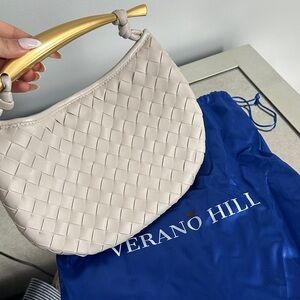 Verano Hill Cream Woven Women's Bag with Gold Handle